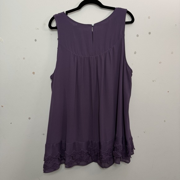 Anthropologie Entro Purple Tunic Top XL Crochet Neck Sleeveless Swing Short - Picture 7 of 10